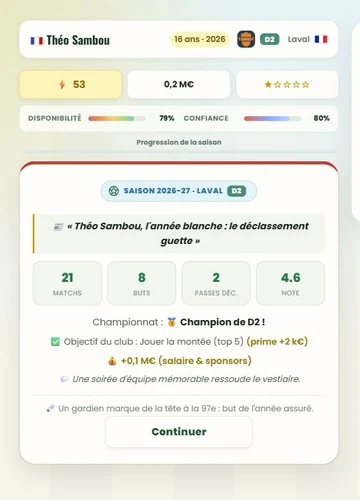 Bilan de saison détaillé dans Destiny Eleven